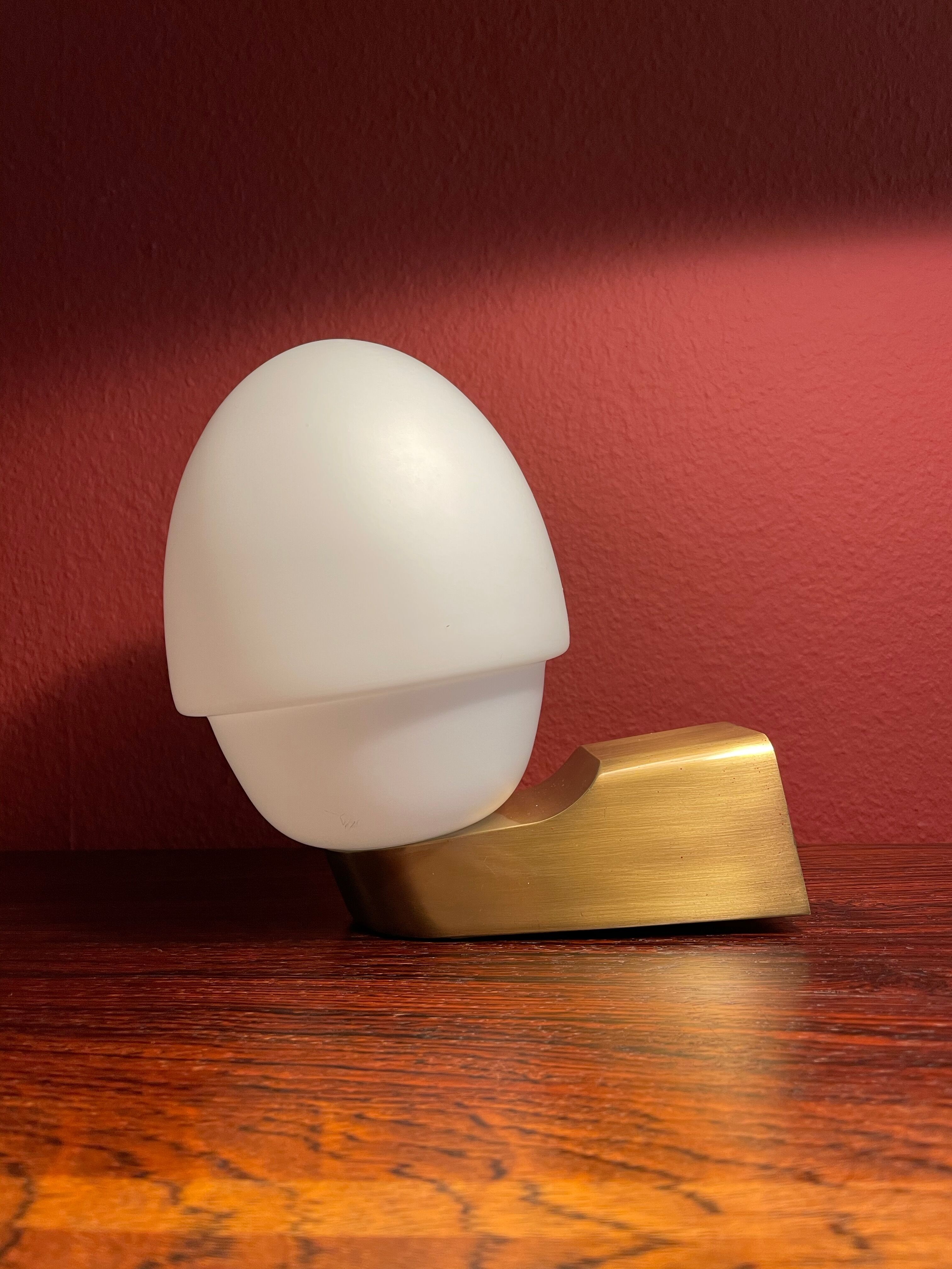 2 Wall Scones Lamps in Opal and brass Italy 80s