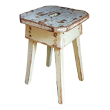 Workshop stool in antique patinated solid wood