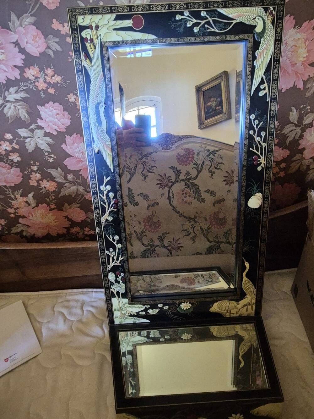 Chinese lacquer mirror "Peace and Tranquility" by Franklin Mint