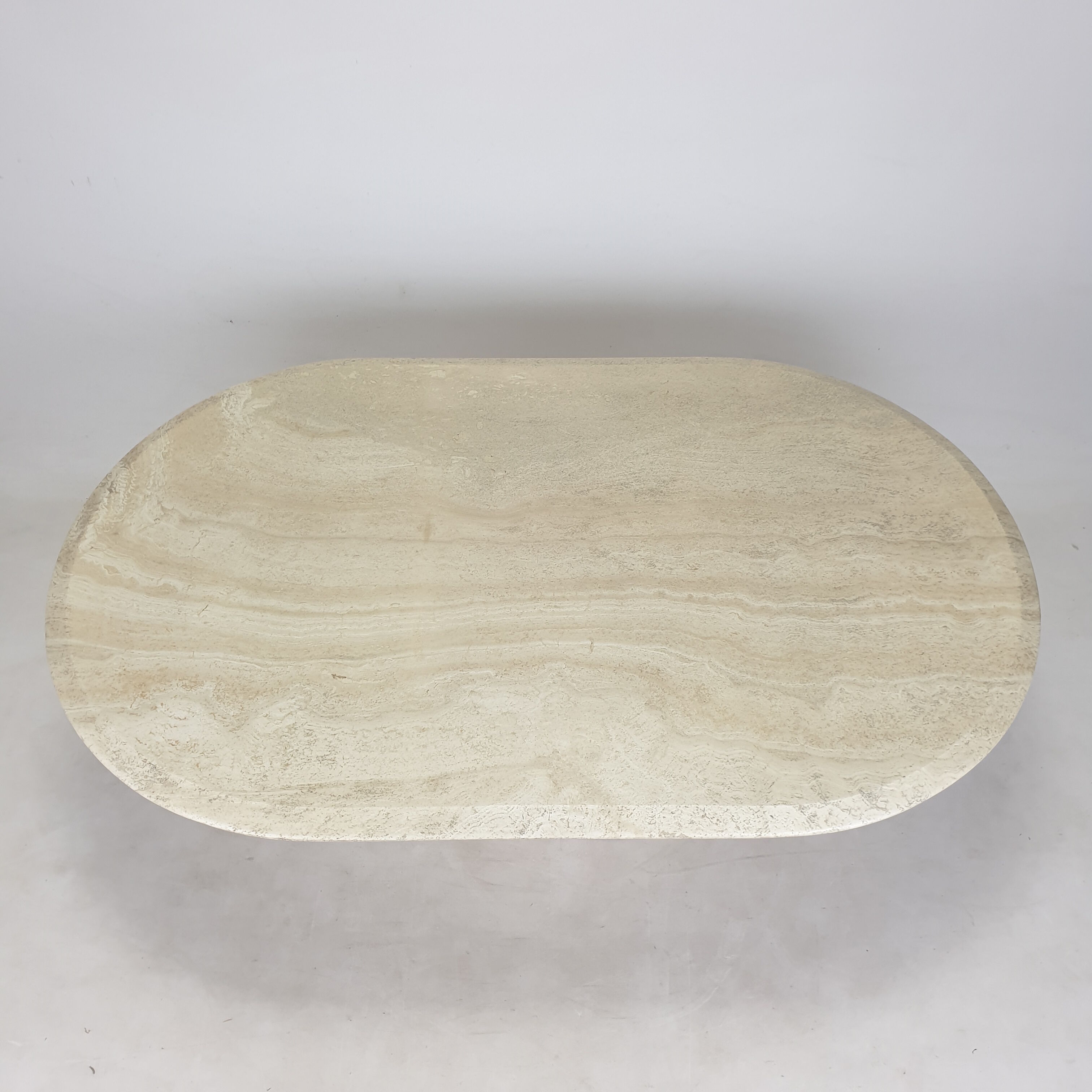 Italian Oval Travertine Coffee Table, 1984