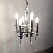 Italian chrome and acrylic chandelier from the space age mid-century by Gaetano Sciolari, 1960s.