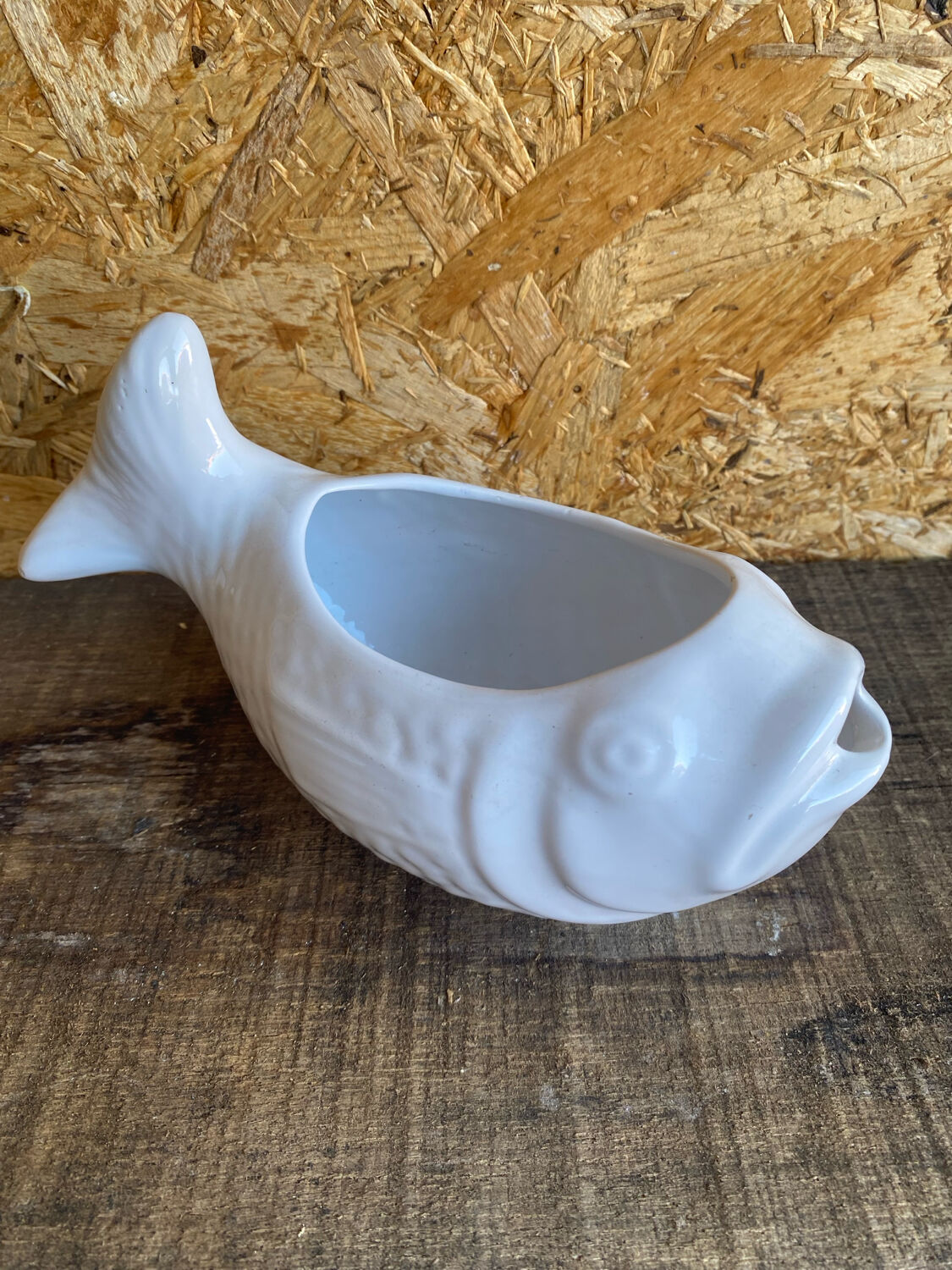 Vintage white ceramic fish sauce boat bruno evrard france