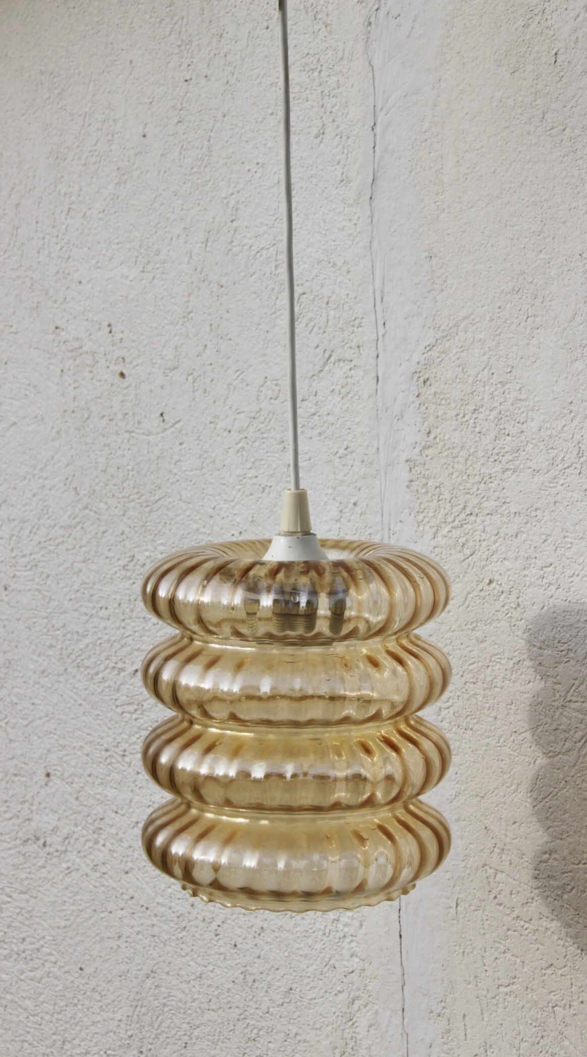 Lustre cylinder vintage glass amber saucers stacked