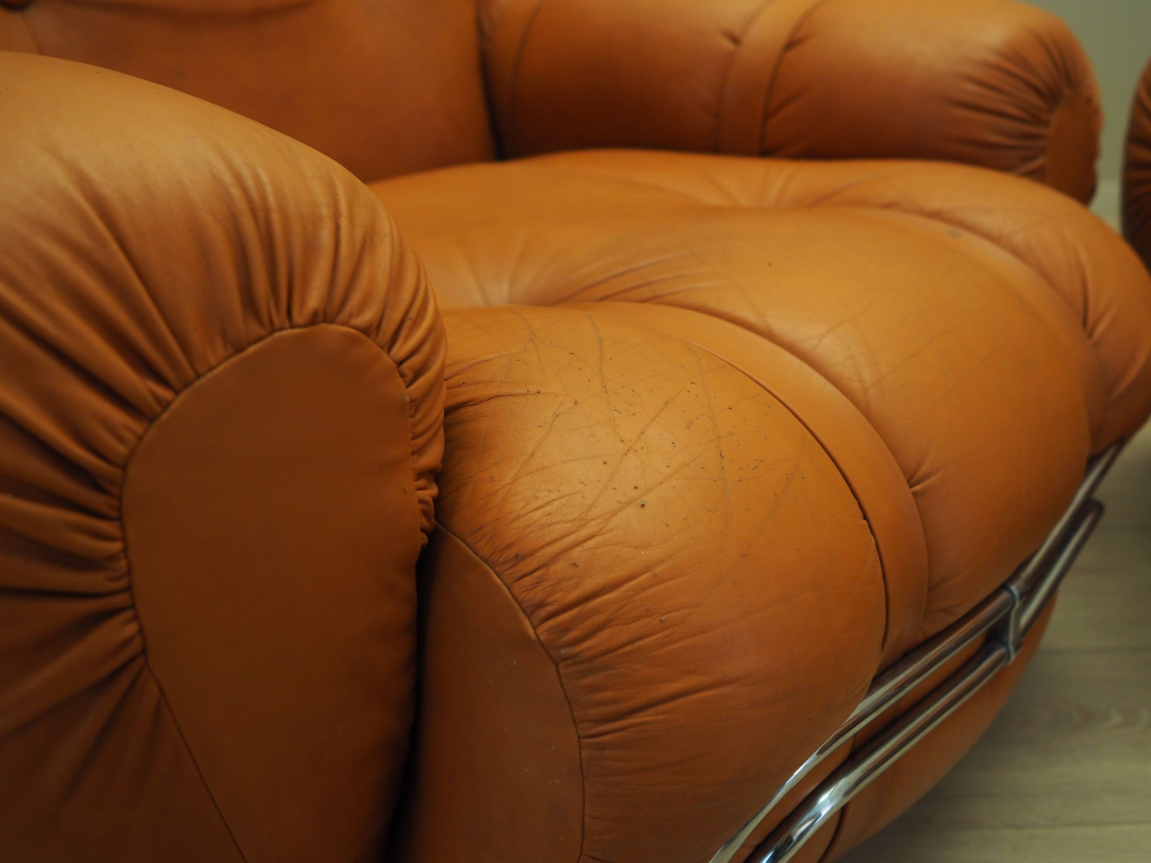 Set of orange armchairs, Space Age design, 1960s, production: Italy