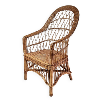 Fauteuil osier ancien