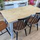 Sky blue and light wood farm table early 20th century 138 cm