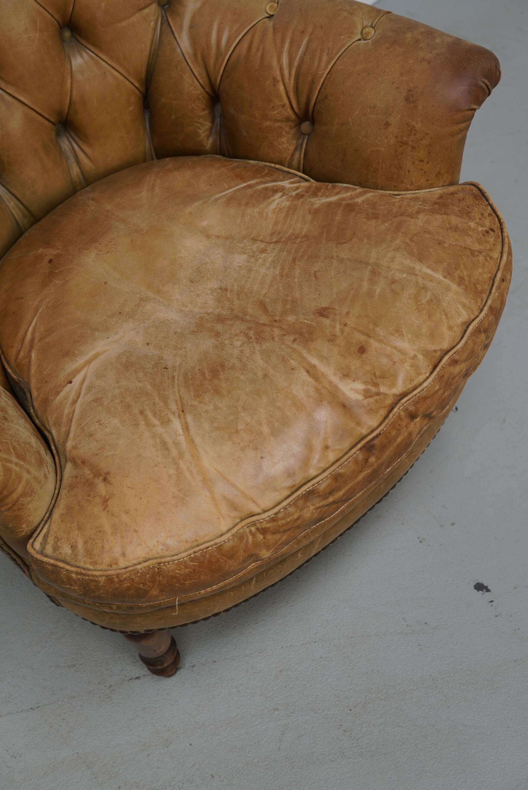 Vintage Dutch Club Chair in Cognac Colored Leather