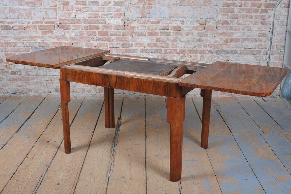 Art Deco Extendable Dining Table in Beech, Spruce and Walnut, Czech, 1930s