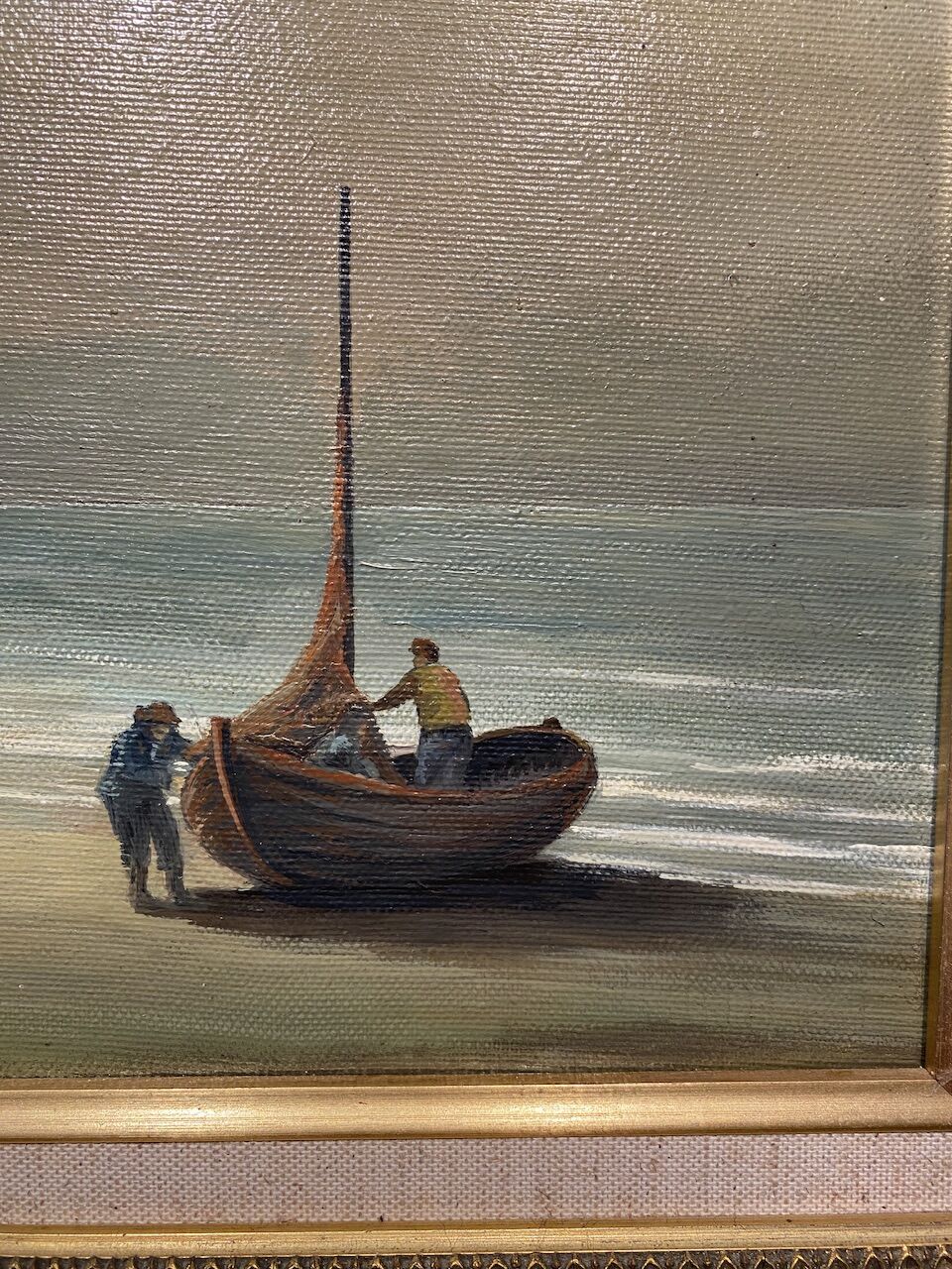 Old painting, landscape by the sea, XX century