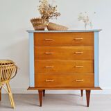 Retro chest of drawers with spindle legs
