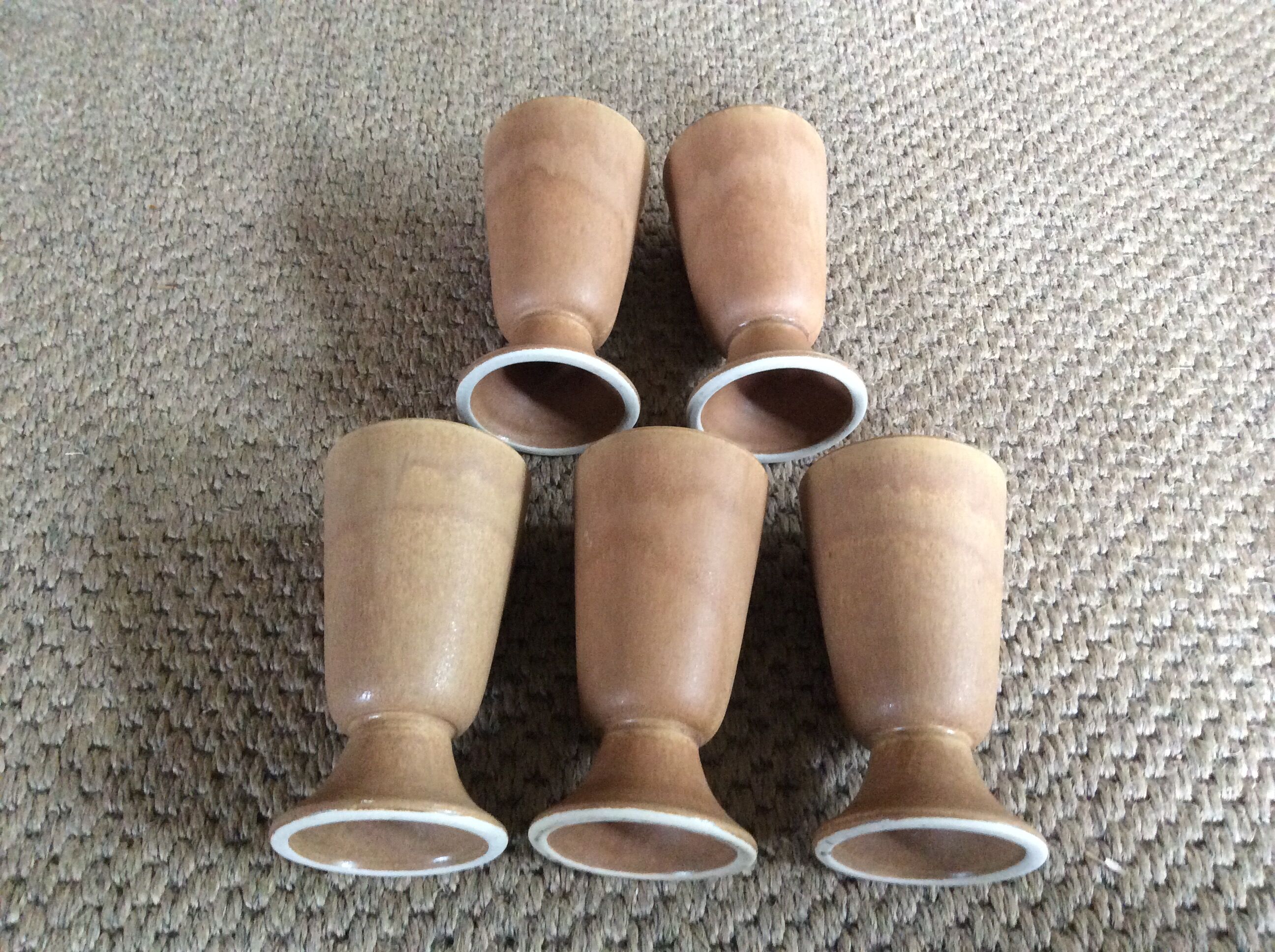 Series of 5 sandstone cups