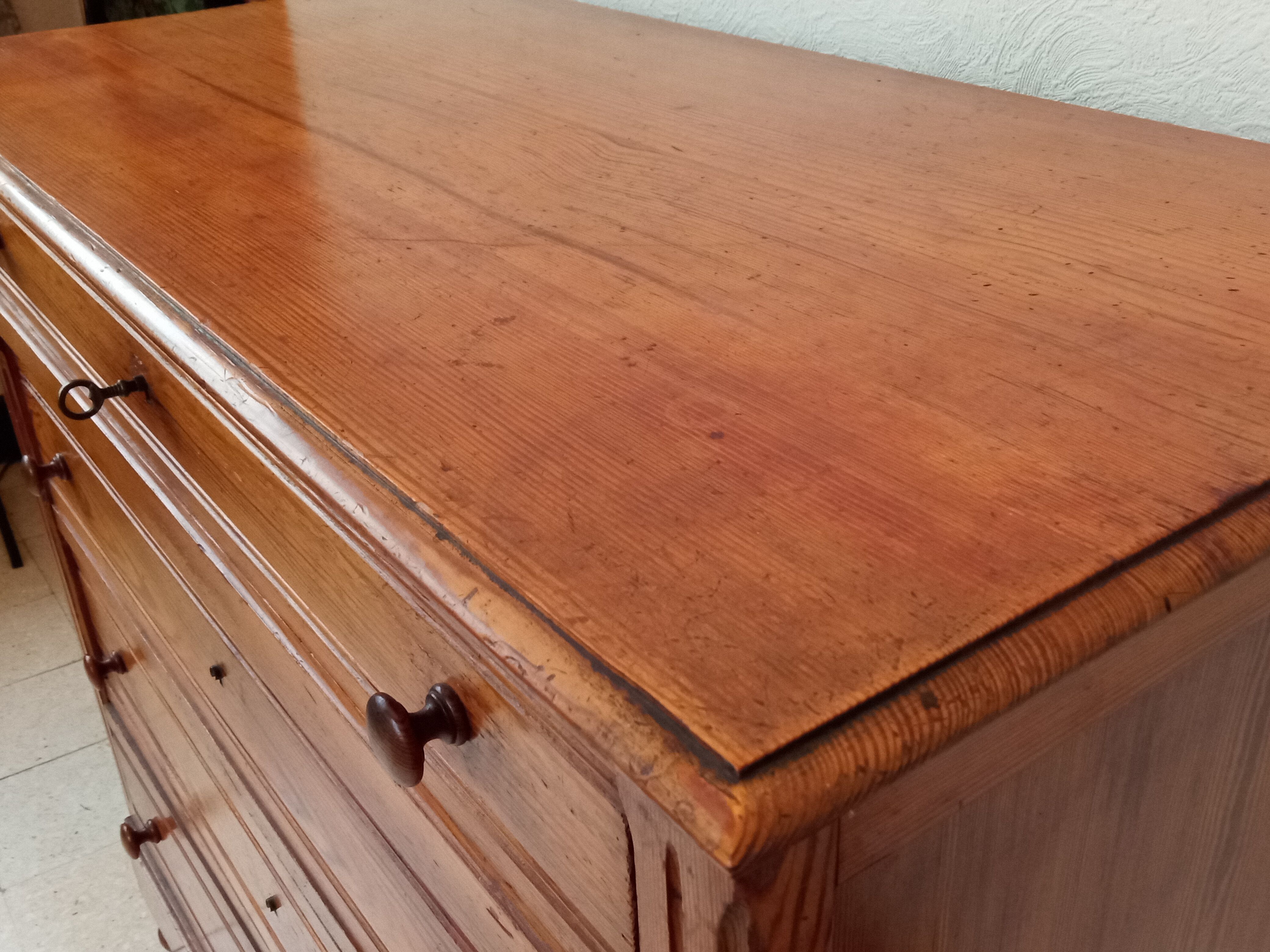 Antique pitchpin chest of drawers