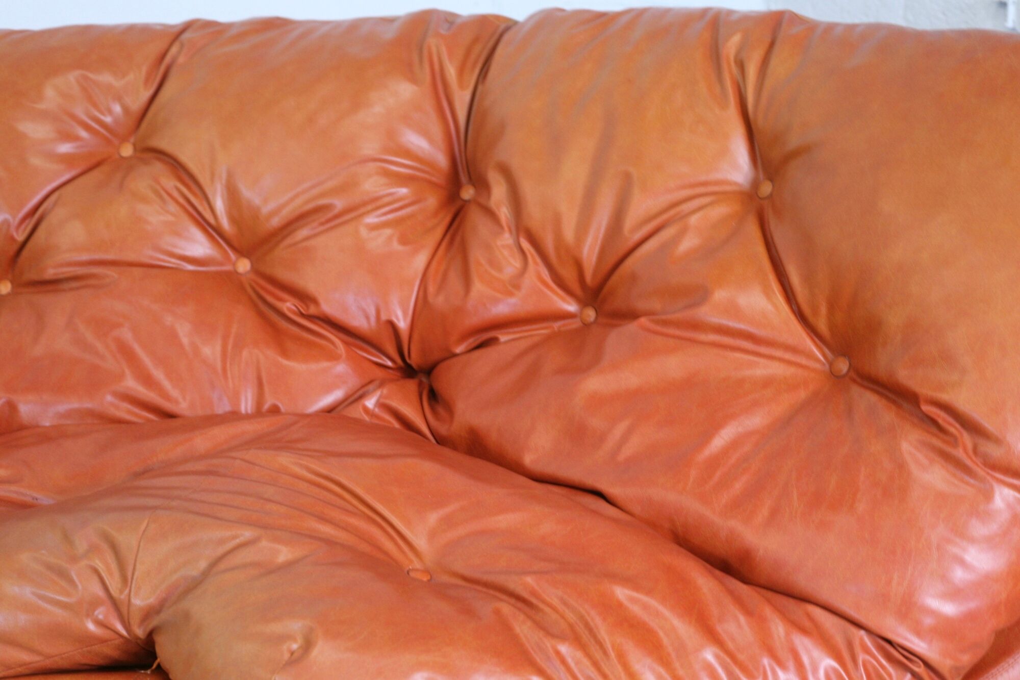 Flexible sofa, orange vinyl and foam, France, circa 1970