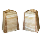 Art Deco marble and onyx bookends