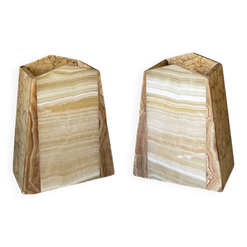 Art Deco marble and onyx bookends