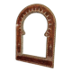 Large vintage mirror in studded leather and brass