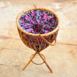 Vintage rattan basket/plant stand/work basket