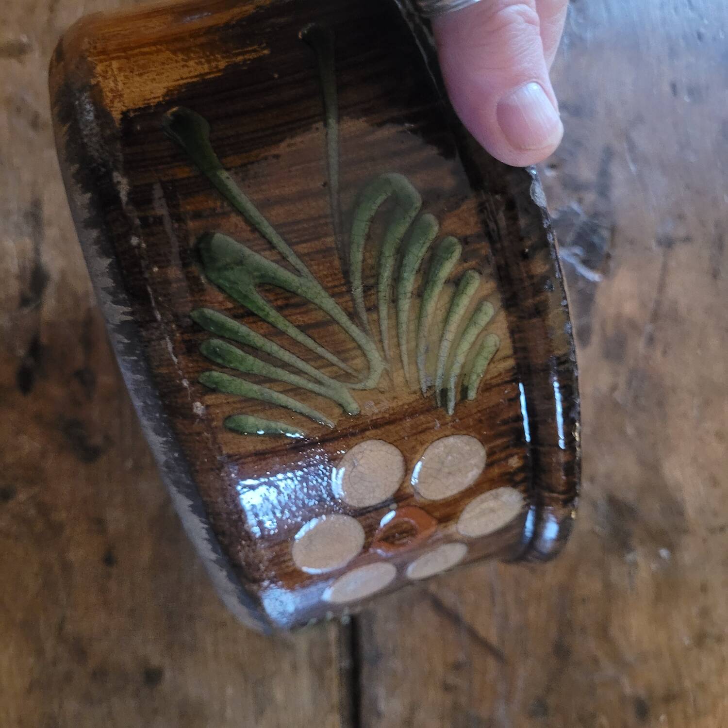 Glazed stoneware salad bowl from Soufflenheim 60s