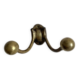 Antique double coat hook in solid brass