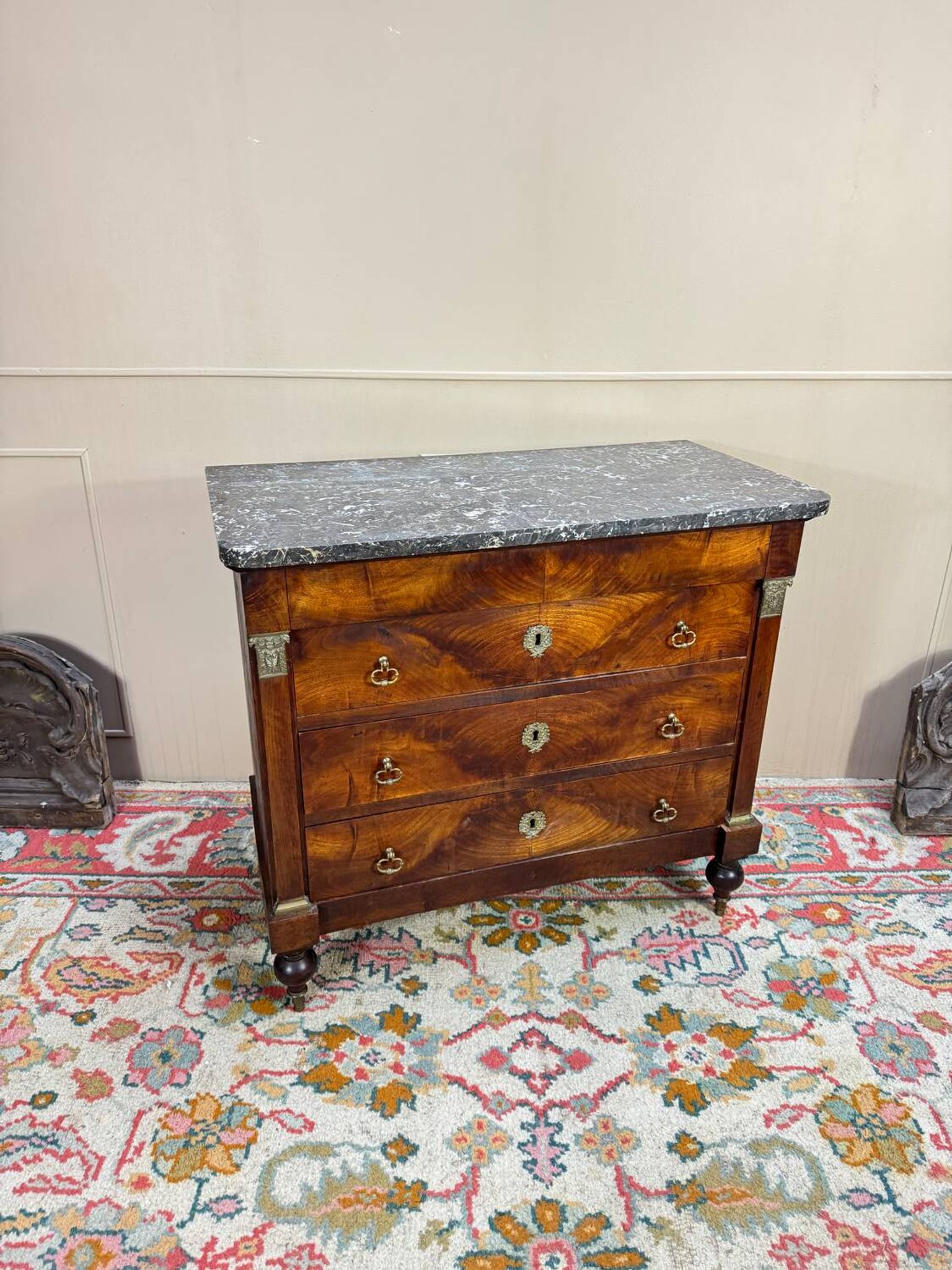 19th Century Restoration Period Flamed Mahogany Chest of Drawers
