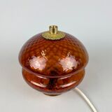 1960's Glass & Brass Table Lamp by Jablonec Glassworks, Czechoslovakia