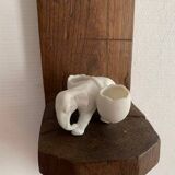 Petit éléphant en biscuit de porcelaine, salerons du 19e siècle
