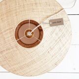 Woven rattan saucer pendant light