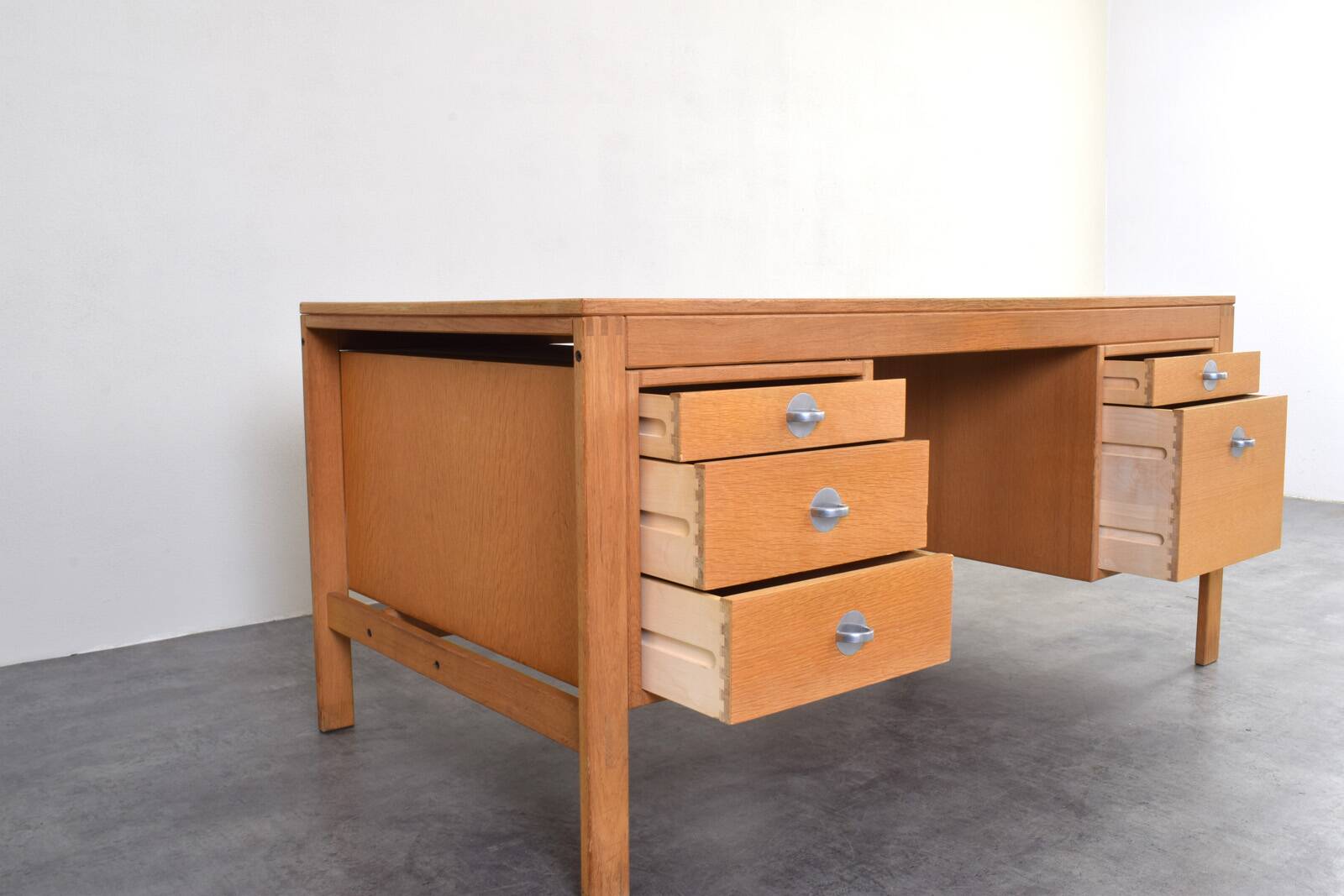 Mid-Century Oak Desk by Chr. Rasmussen for Randers Møbelfabrik, 1970s.