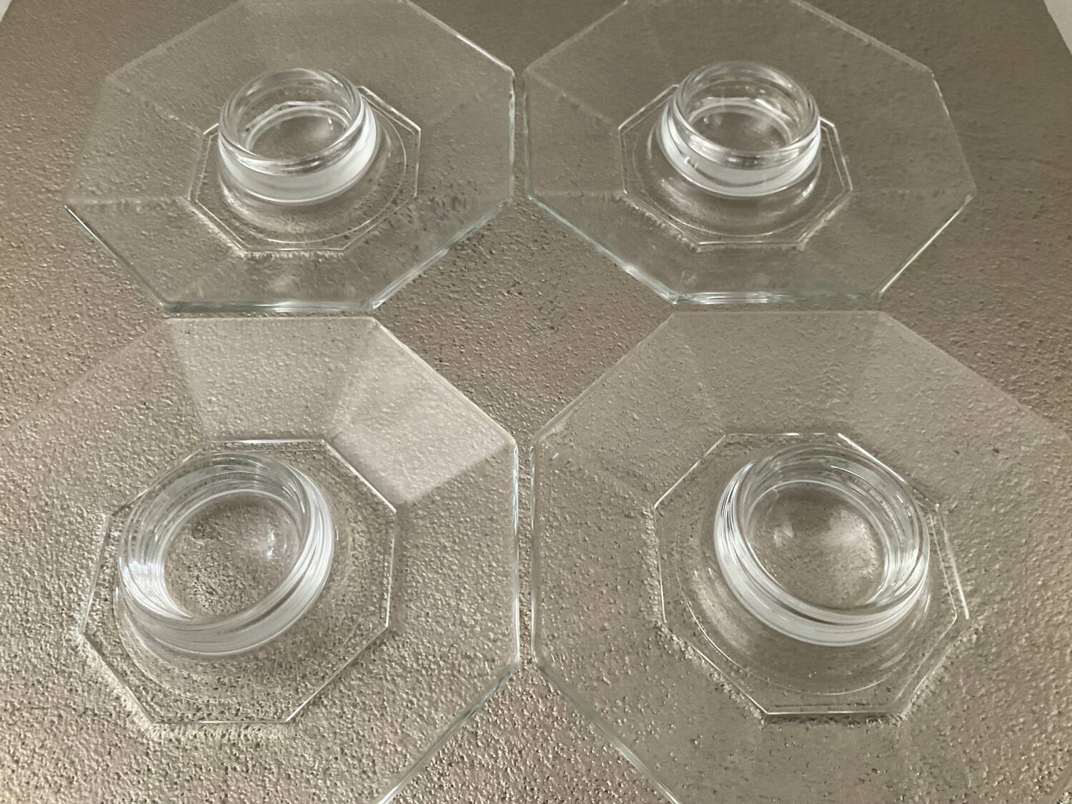 Series of 4 vintage octagonal egg cups France