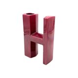 Space age red H letter shaped ceramic solifleur vase, Marcel Radureau 1970