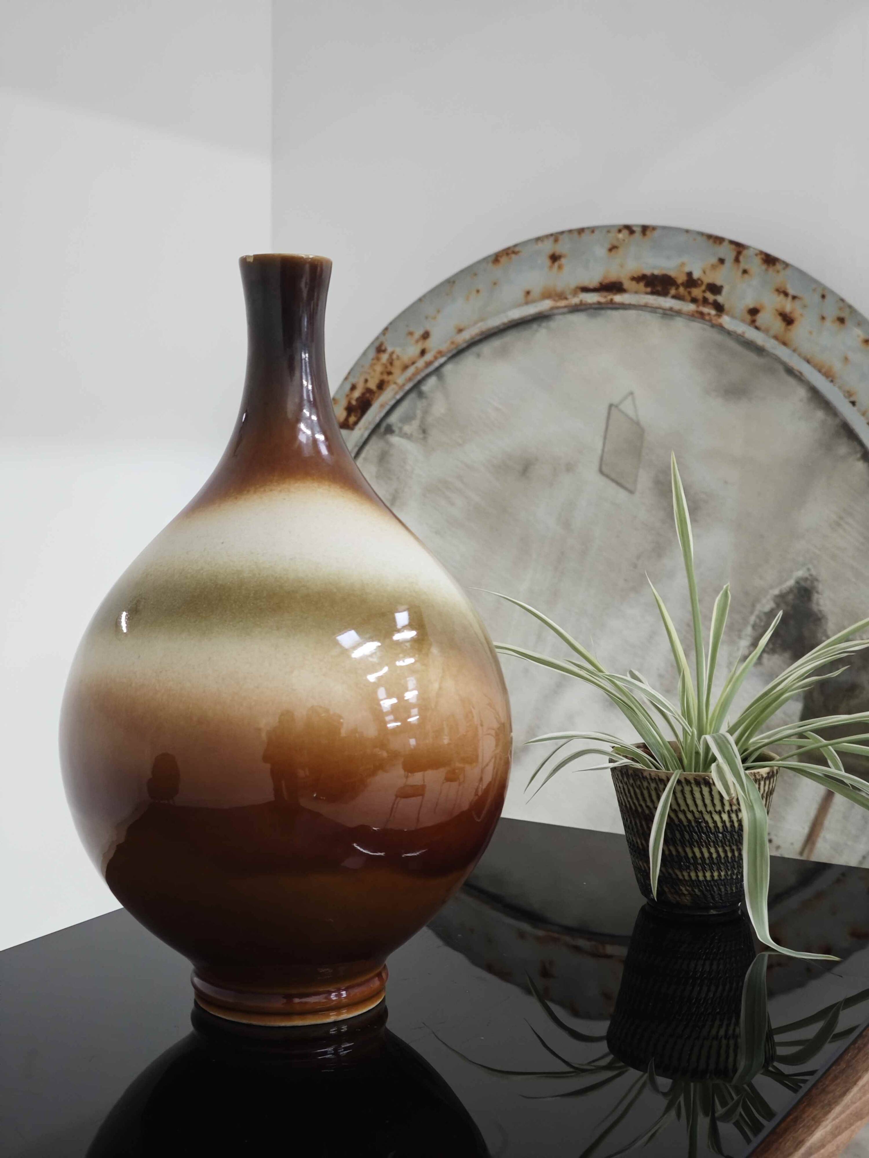 Large brown ceramic vase Ditmar Urbach 1970