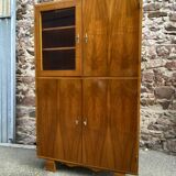 1950s French Art Deco Design Walnut Bookcase