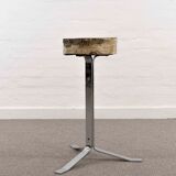 Vintage stool or side table in birch and steel