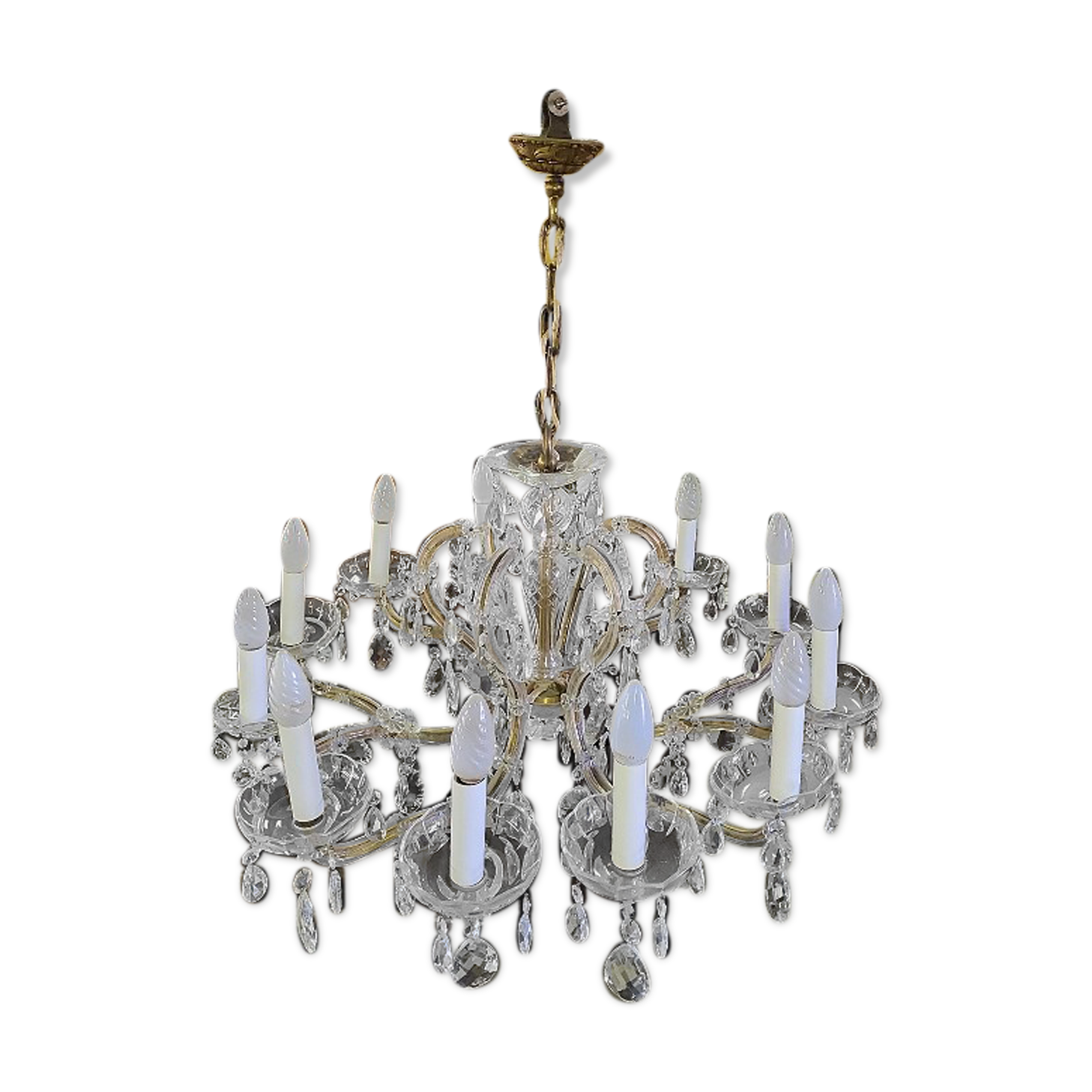 Lustre pampilles gaine de verre 12 ampoules