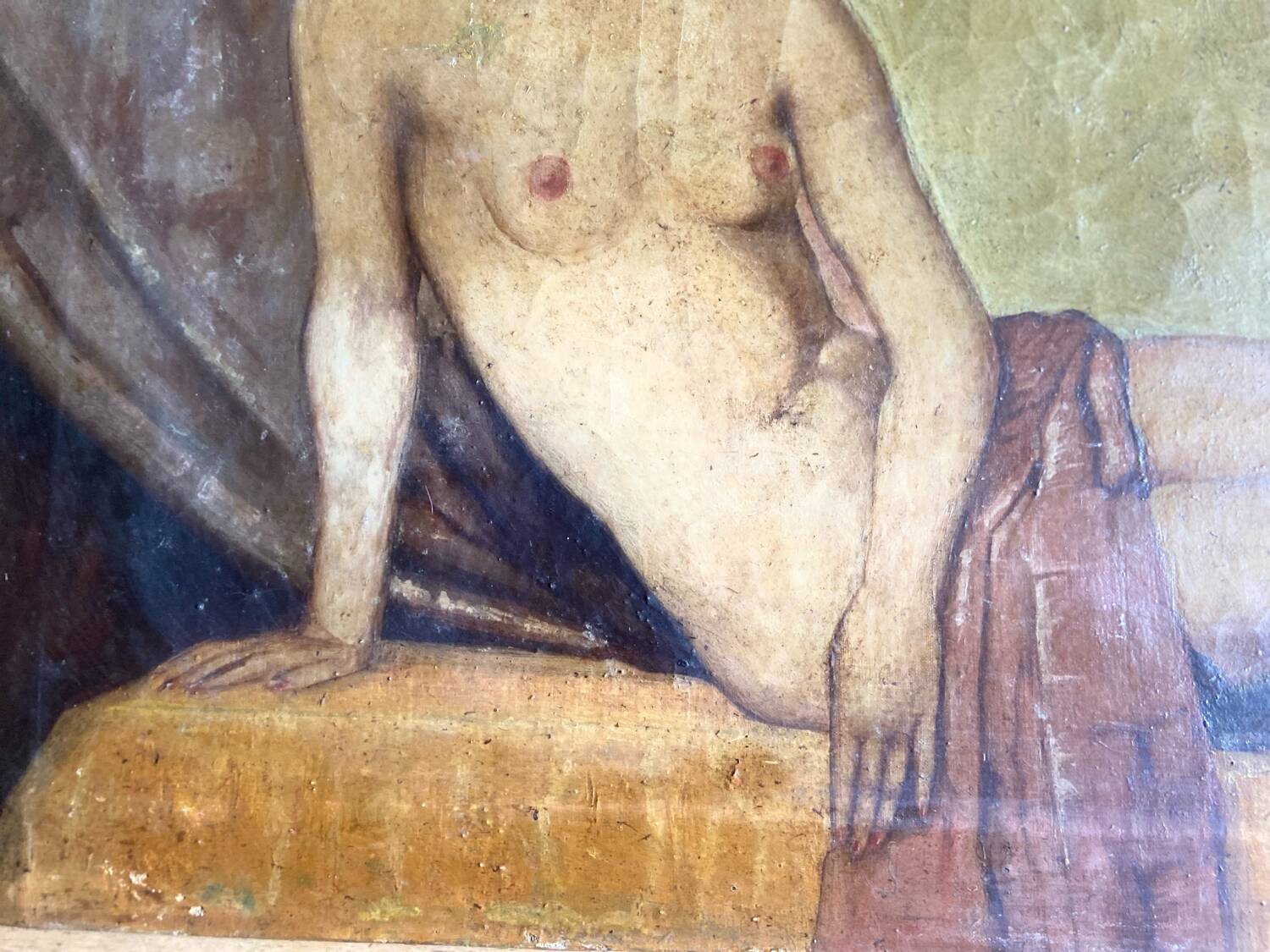 Old painting Female nude Art Deco period