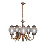 Louis Philippe bronze chandelier Height 80 cm max, diameter 47cm, 5 globes diameter 13cm