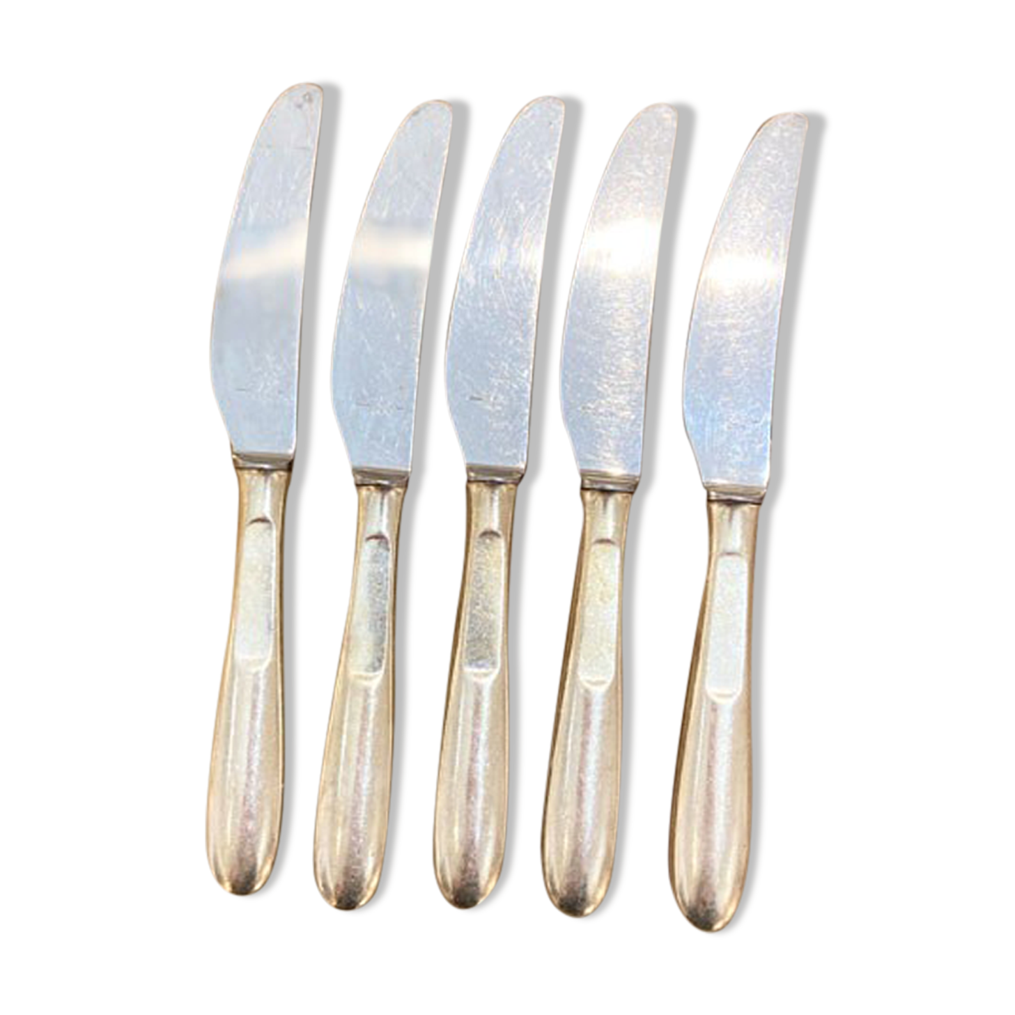 Series of 5 cheese knives or silver metal dessert