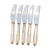 Series of 5 cheese knives or silver metal dessert