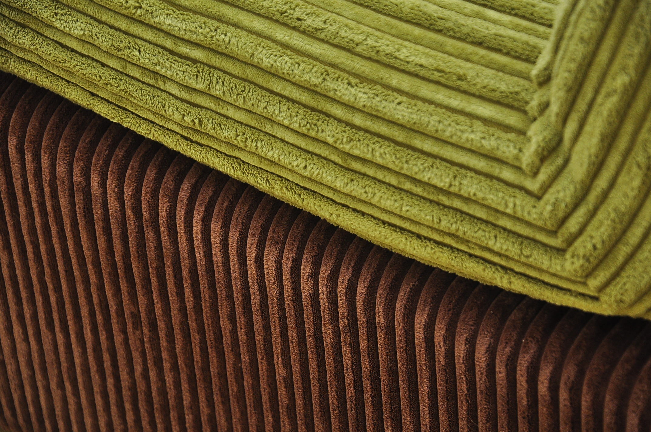 Green and brown corduroy modular sofa, 1970s.