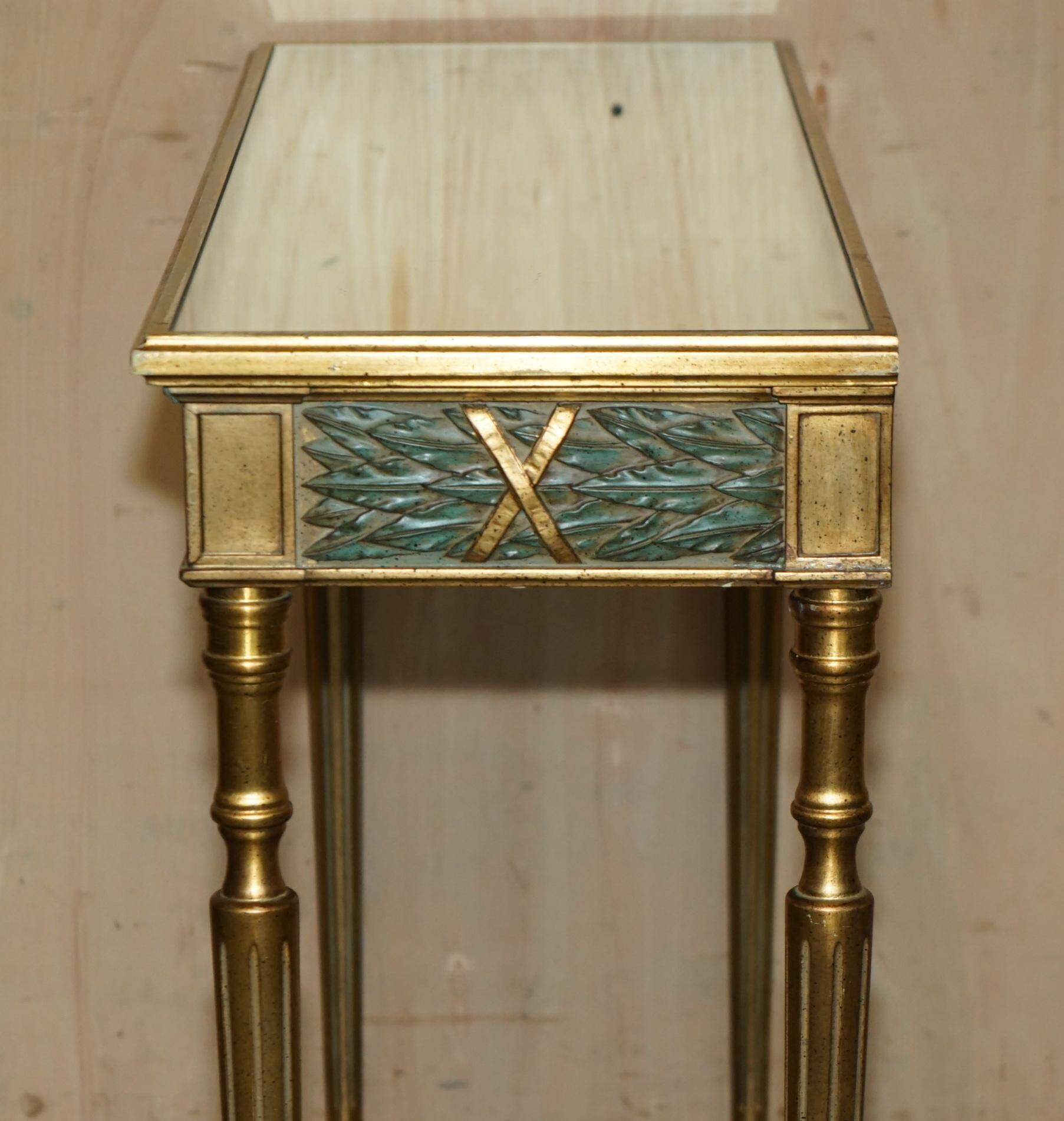 Italian vintage console with a glass mirror top.