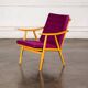 Boomerang armchair in mauve fabric