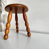 Turned wood tripod stool