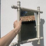 White bamboo wood mirror