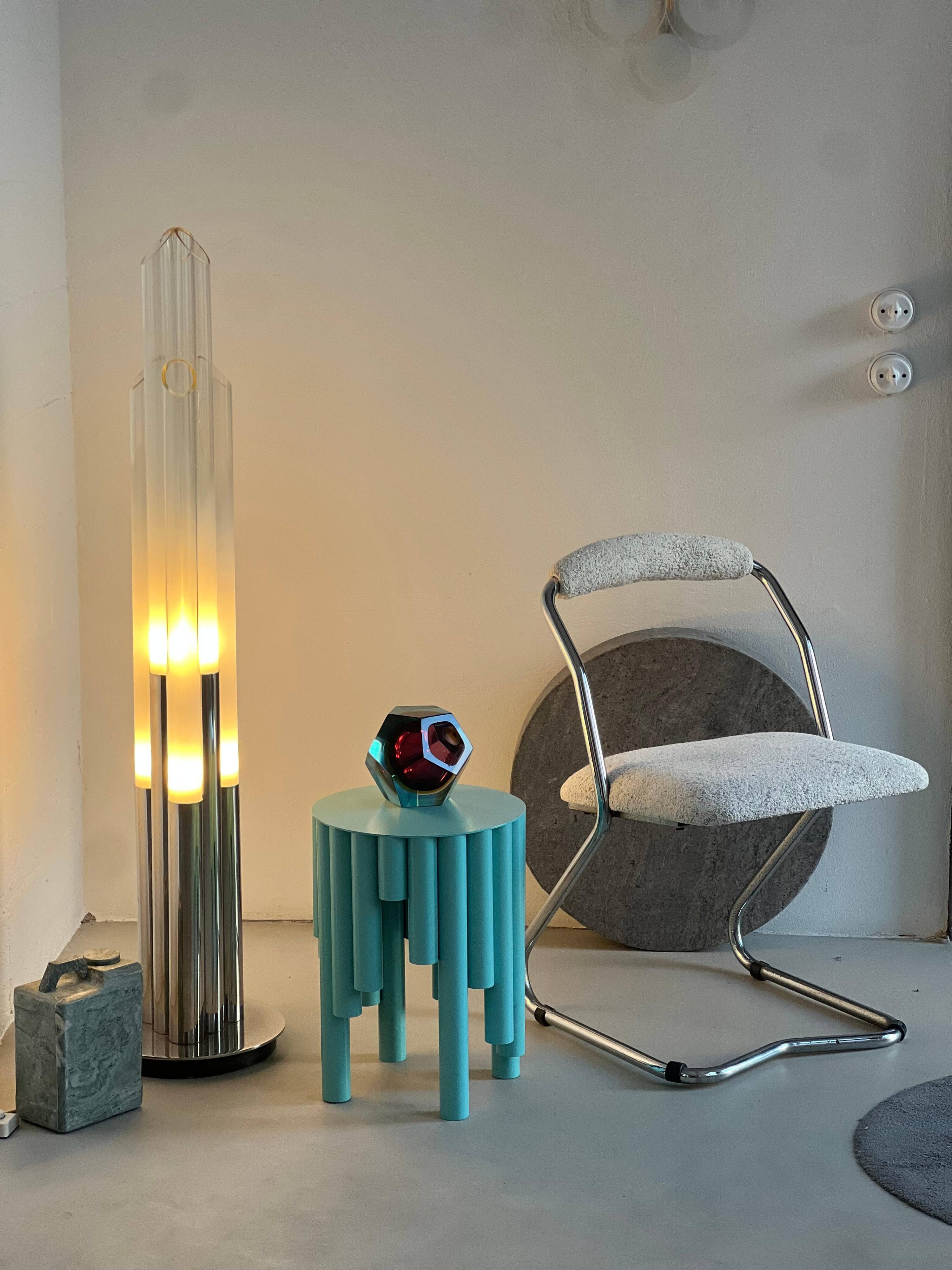 Vintage 1960s Nason, Mazzega, Murano Glass and Metal floor lamp