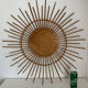 Miroir vintage 1960 soleil rotin - 78 cm
