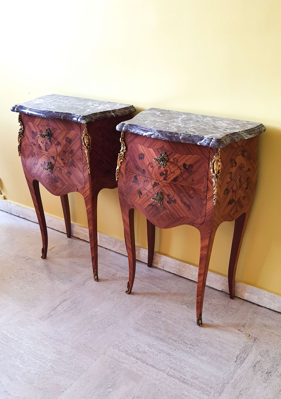 Pair chevets Louis XV marble breccia Violette