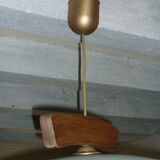 Modern graphic pendant lamp in opaque glass and wood