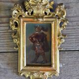 Pair of portraits of Italian bandits, oil on panels, gilded frames, circa 1880.