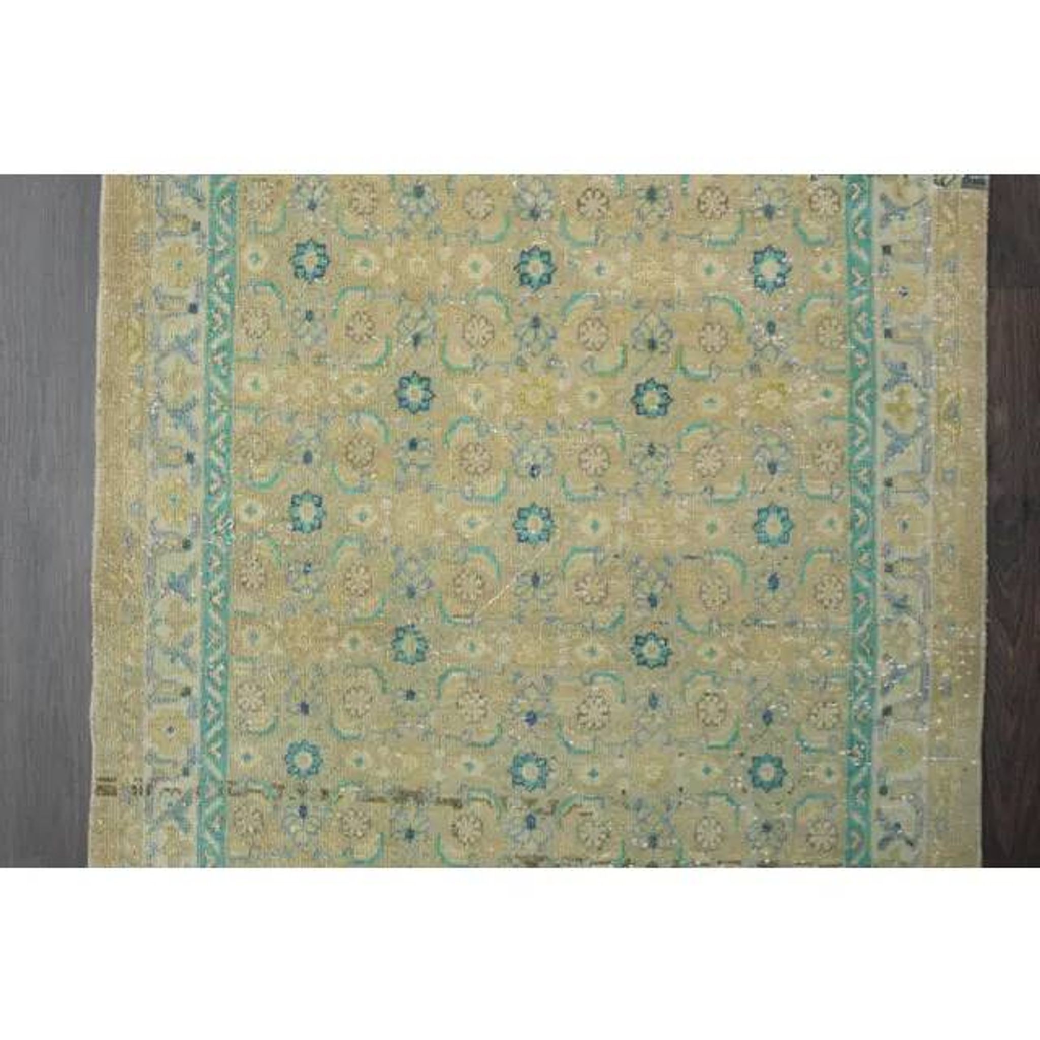Vintage Turkish Oushak Handmade Wool Cotton Orange Runner Rug 108x294