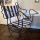 Monoprix armchair x Vincent Darré – black metal & blue/white stripes